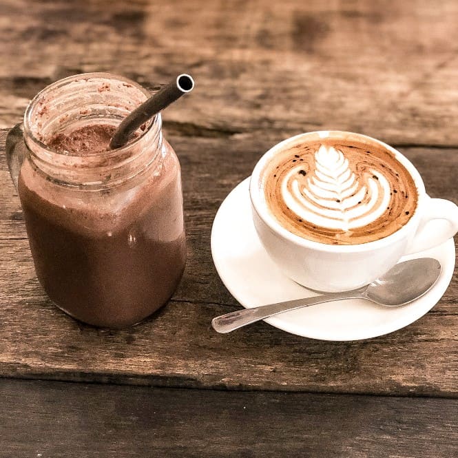 Almond Cacao Shake With A Latte From Cafe Organic In Canggu Bali