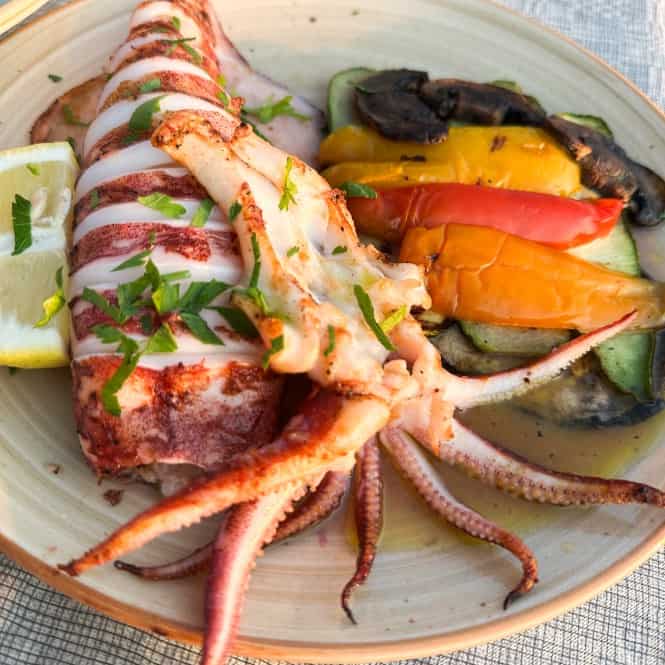 Grilled Calamari To Balcony Tou Aki Paros Best Restaurants